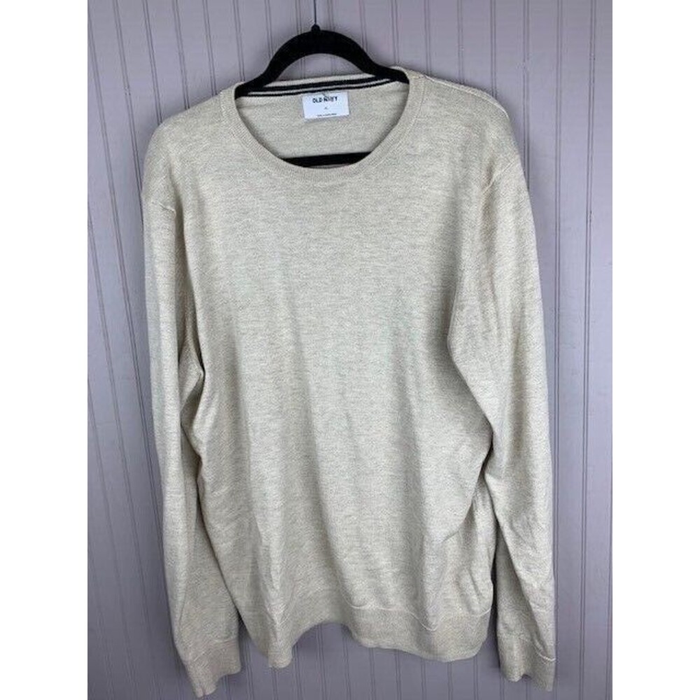 Old Navy Size XL Mens Beige Pullover Sweater Long Sleeve Round Neck